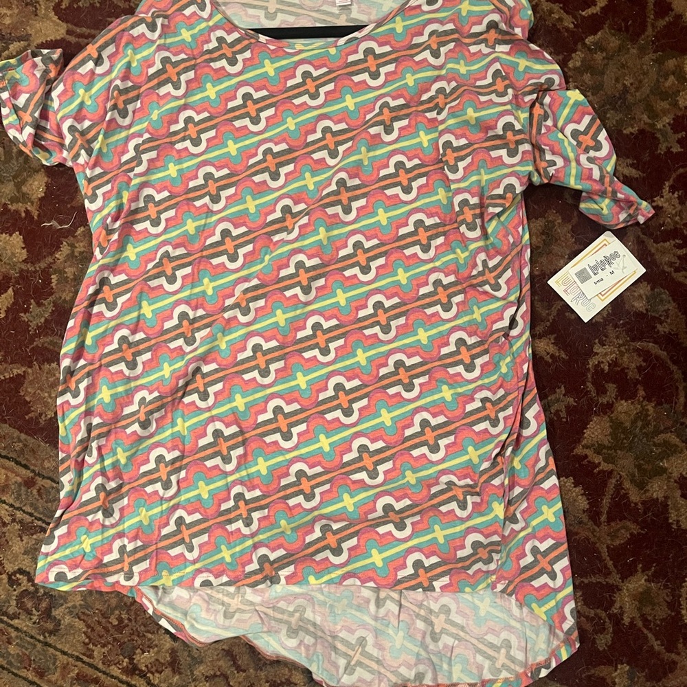 LuLaRoe Colorful Geometric Short Sleeve Tunic Size Medium